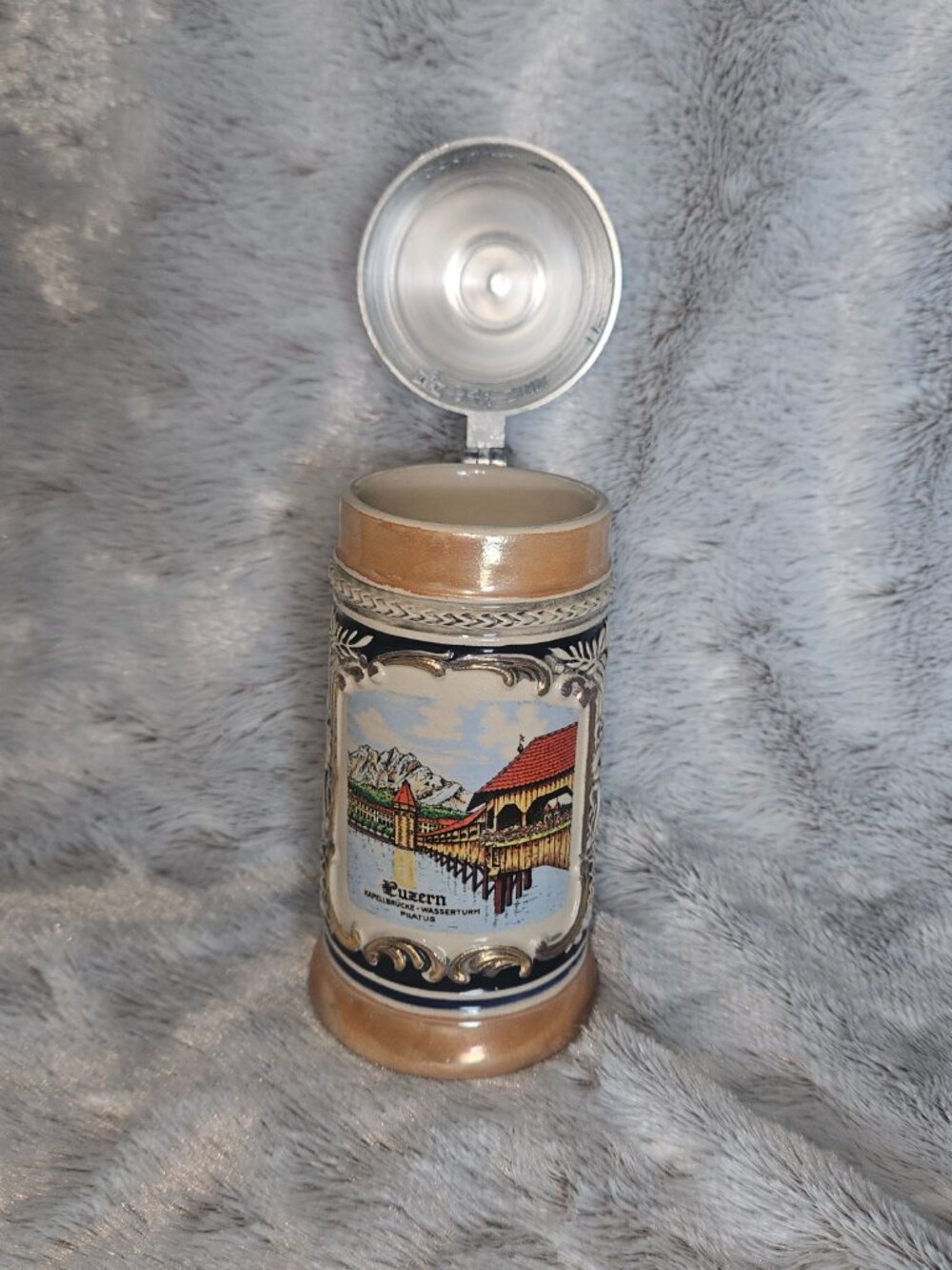 Vintage Gerz W Germany Lidded Beer Stein/ Mug German Cities Themed {#91-6} - Picture 2 of 6